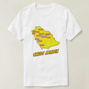 Geïllustreerde Pop Art kaart van Saudi-Arabië T-shirt