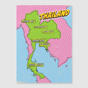 Geïllustreerde Pop Art Thailand kaart