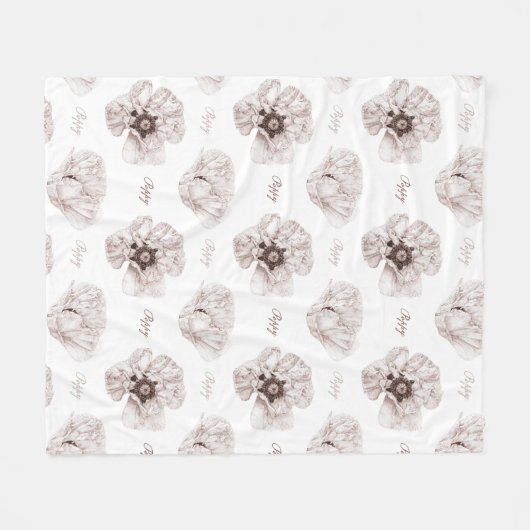 geïllustreerde poppiebloem fleece deken (Voorkant (Horizontaal))