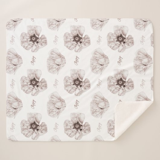 geïllustreerde poppiebloem sherpa deken (Voorkant (horizontaal))