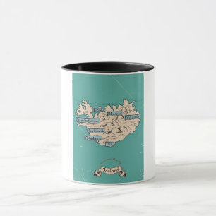 Geïllustreerde reis kaart IJsland Mok