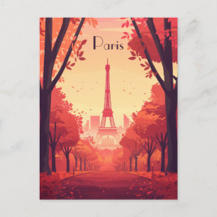 Geïllustreerde reis naar de Eiffeltoren in Parijs Briefkaart