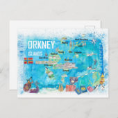 Geïllustreerde reisgids Orkney-eilanden Briefkaart (Voorkant / Achterkant)