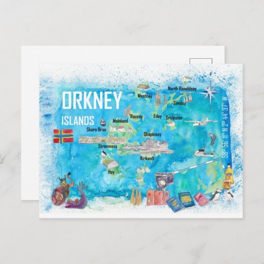 Geïllustreerde reisgids Orkneyeilanden Briefkaart (Voorkant / Achterkant)