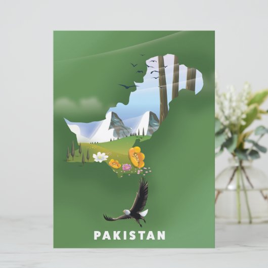 Geïllustreerde reisgids van Pakistan. Kaart (Staand voorkant)