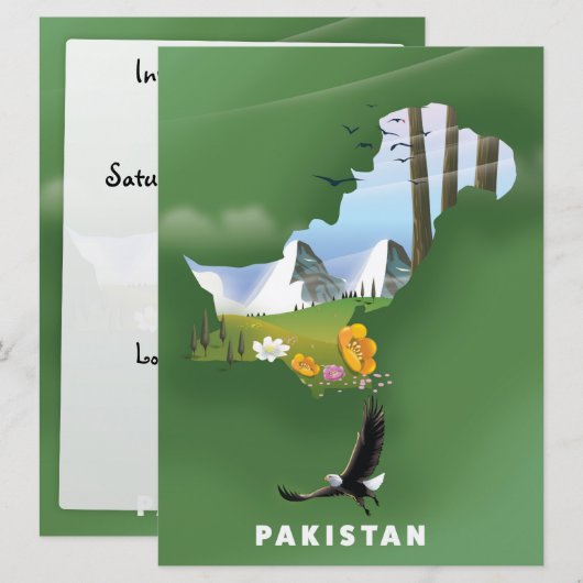 Geïllustreerde reisgids van Pakistan. Kaart (Voorkant / Achterkant)