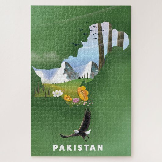 Geïllustreerde reisgids van Pakistan. Legpuzzel (Verticaal)