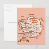 Geïllustreerde reiskaart Antarctica Uitnodiging Briefkaart (Voorkant / Achterkant)