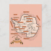 Geïllustreerde reiskaart Antarctica Uitnodiging Briefkaart (Voorkant)