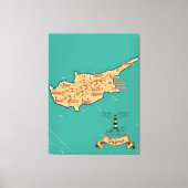 Geïllustreerde reiskaart Cyprus Canvas Afdruk (Voorkant)