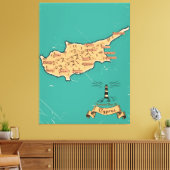 Geïllustreerde reiskaart Cyprus Canvas Afdruk (Insitu (Woonkamer))