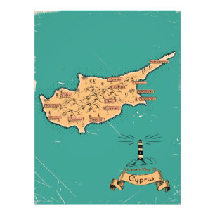 Geïllustreerde reiskaart Cyprus Foto Afdruk