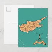 Geïllustreerde reiskaart Cyprus Uitnodiging Briefkaart (Voorkant / Achterkant)