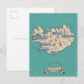 Geïllustreerde reiskaart IJsland Uitnodiging Briefkaart (Voorkant / Achterkant)