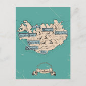 Geïllustreerde reiskaart IJsland Uitnodiging Briefkaart (Voorkant)