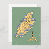 Geïllustreerde reiskaart Isle of Man Uitnodiging Briefkaart (Voorkant / Achterkant)