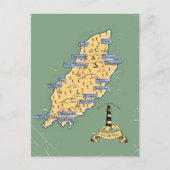 Geïllustreerde reiskaart Isle of Man Uitnodiging Briefkaart (Voorkant)