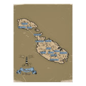 Geïllustreerde reiskaart Malta Perfect Poster (Voorkant)