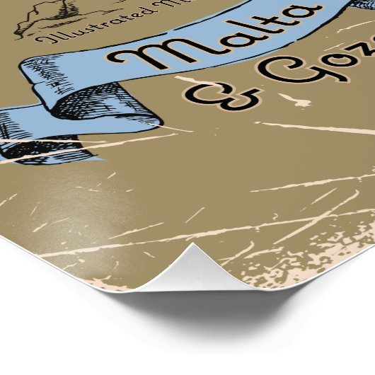 Geïllustreerde reiskaart Malta Perfect Poster (Hoek)