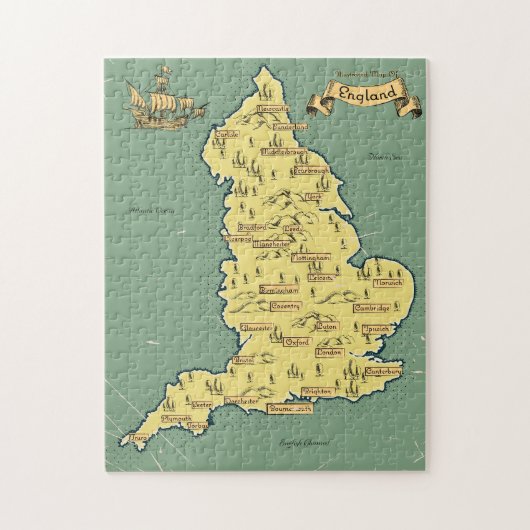 Geïllustreerde reiskaart van Engeland Legpuzzel (Verticaal)