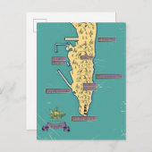 Geïllustreerde reiskaart van Gibraltar Aankondigingskaart (Voorkant / Achterkant)