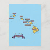 Geïllustreerde reiskaart van Hawaï Uitnodiging Briefkaart (Voorkant)