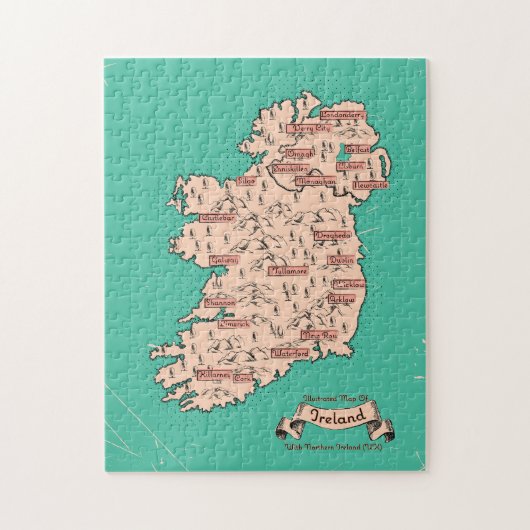 Geïllustreerde reiskaart van Ierland Legpuzzel (Verticaal)