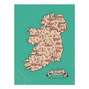 Geïllustreerde reiskaart van Ierland Perfect Poster