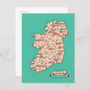Geïllustreerde reiskaart van Ierland Uitnodiging Briefkaart