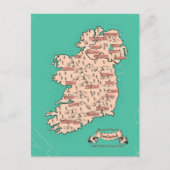 Geïllustreerde reiskaart van Ierland Uitnodiging Briefkaart (Voorkant)