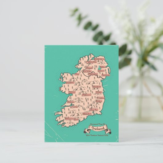 Geïllustreerde reiskaart van Ierland Uitnodiging Briefkaart (Staand voorkant)