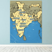 Geïllustreerde reiskaart van India Canvas Afdruk (Insitu (Houten vloer))