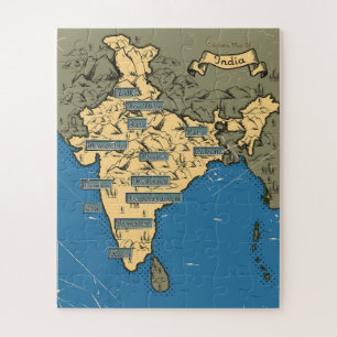 Geïllustreerde reiskaart van India Legpuzzel