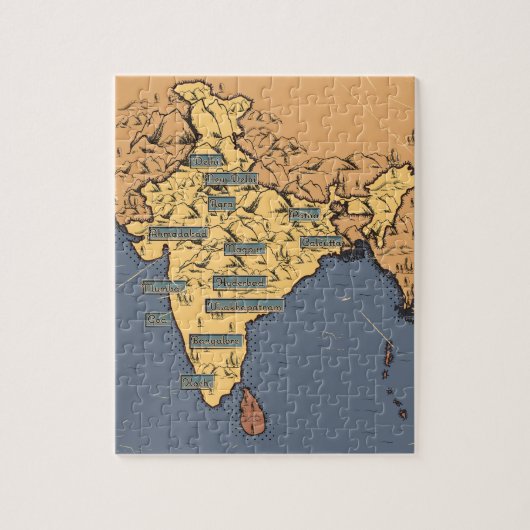 Geïllustreerde reiskaart van India Legpuzzel (Verticaal)