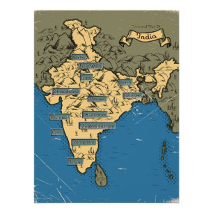 Geïllustreerde reiskaart van India Perfect Poster