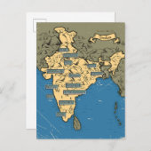 Geïllustreerde reiskaart van India Uitnodiging Briefkaart (Voorkant / Achterkant)
