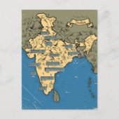 Geïllustreerde reiskaart van India Uitnodiging Briefkaart (Voorkant)