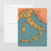 Geïllustreerde reiskaart van Italië Uitnodiging Briefkaart (Voorkant / Achterkant)