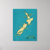 Geïllustreerde reiskaart van Nieuw-Zeeland Canvas Afdruk (Voorkant)