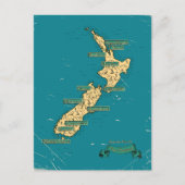 Geïllustreerde reiskaart van Nieuw-Zeeland Uitnodiging Briefkaart (Voorkant)