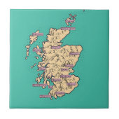 Geïllustreerde reiskaart van Schotland (Blauwgroen Tegeltje (Voorkant)