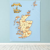 Geïllustreerde reiskaart van Schotland Canvas Afdruk (Insitu (Houten vloer))