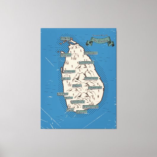 Geïllustreerde reiskaart van Sri Lanka Canvas Afdruk (Voorkant)
