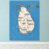 Geïllustreerde reiskaart van Sri Lanka Canvas Afdruk (Insitu (Houten vloer))