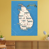Geïllustreerde reiskaart van Sri Lanka Canvas Afdruk (Insitu (Woonkamer))