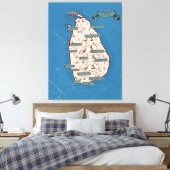 Geïllustreerde reiskaart van Sri Lanka Canvas Afdruk (Insitu (Slaapkamer))