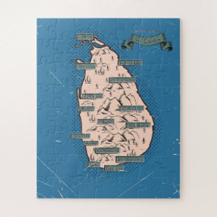 Geïllustreerde reiskaart van Sri Lanka Legpuzzel