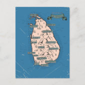 Geïllustreerde reiskaart van Sri Lanka Uitnodiging Briefkaart (Voorkant)