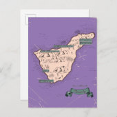 Geïllustreerde reiskaart van Tenerife Uitnodiging Briefkaart (Voorkant / Achterkant)