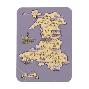 Geïllustreerde reiskaart van Wales Magneet